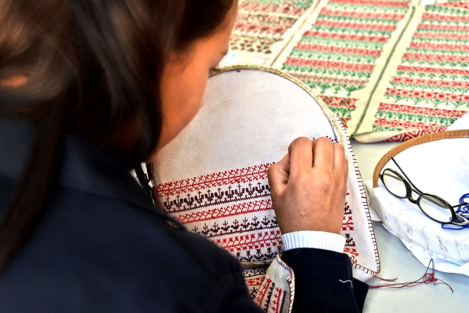 Woman working at a sewing machine