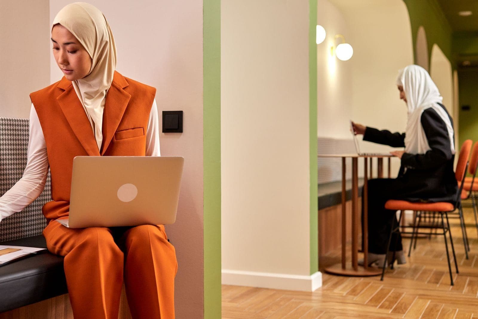 Young woman working on a laptop
