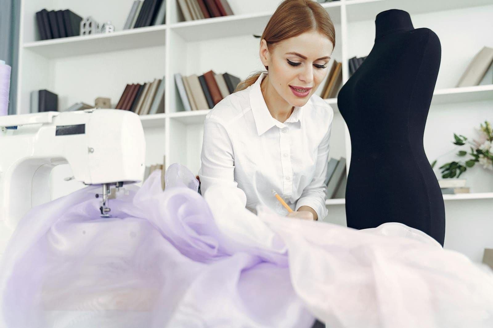 Tailoring studio with fabric and tools
