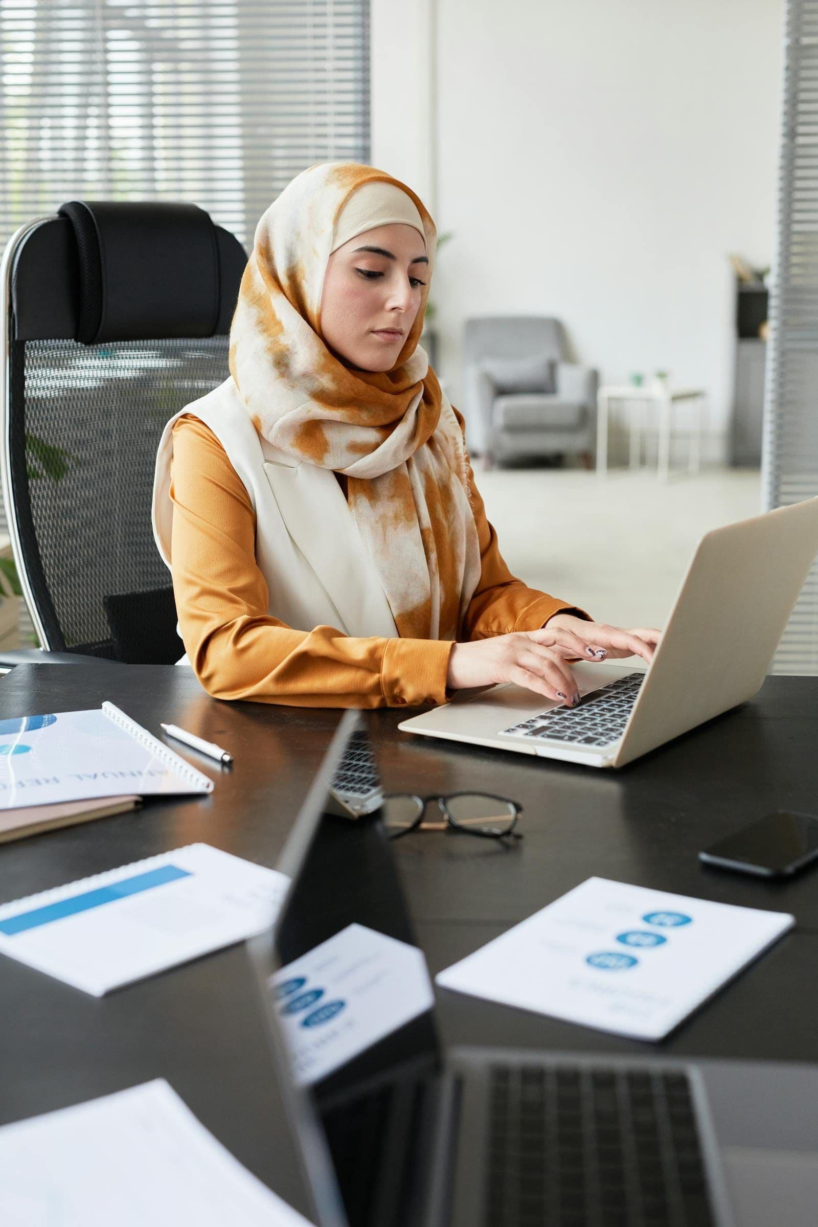 Working with office software on a laptop